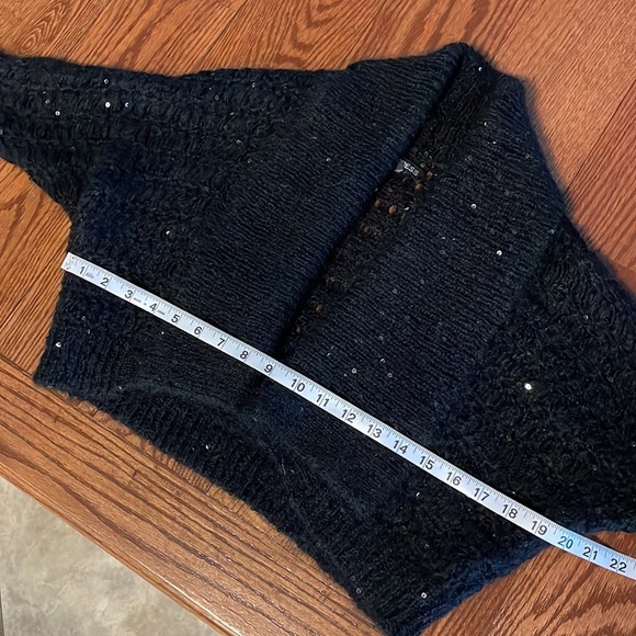 EXPRESS sequins embellished mohair wool black evening shrug cardigan bolero S - Picture 11 of 12